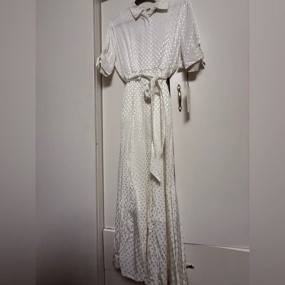 NWT | Calvin Clein Elegant White Polka Dot Dress with Pockets Size 12 - Picture 3 of 13